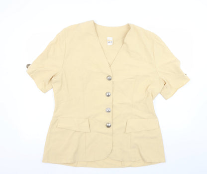 Etam Women Beige Size 20 Short Sleeve Single-Breasted Suit Jacket
