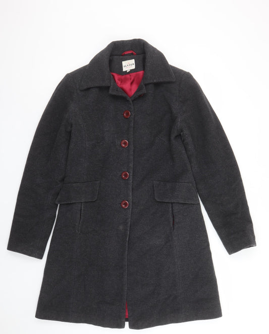 Slater Women Grey Wool Blend Long Overcoat Size 8 Classic Smart
