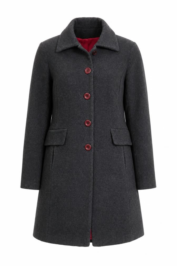 Slater Women Grey Wool Blend Long Overcoat Size 8 Classic Smart
