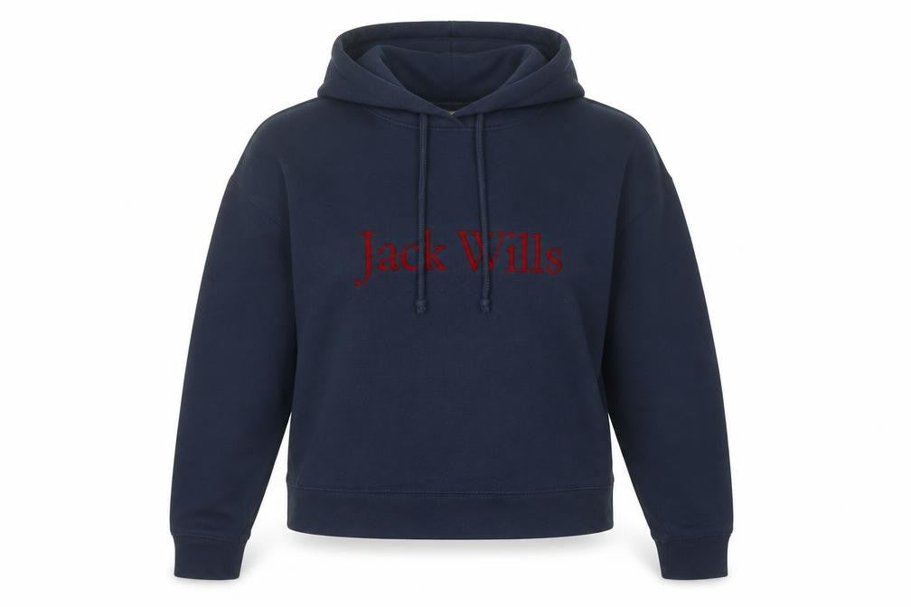 Jack Wills Women's Navy Blue Pullover Hoodie UK 8 Cotton Blend