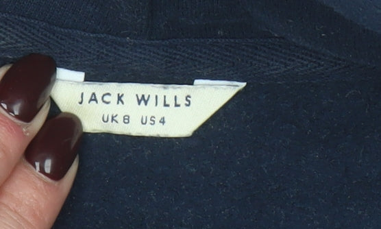 Jack Wills Women's Navy Blue Pullover Hoodie UK 8 Cotton Blend