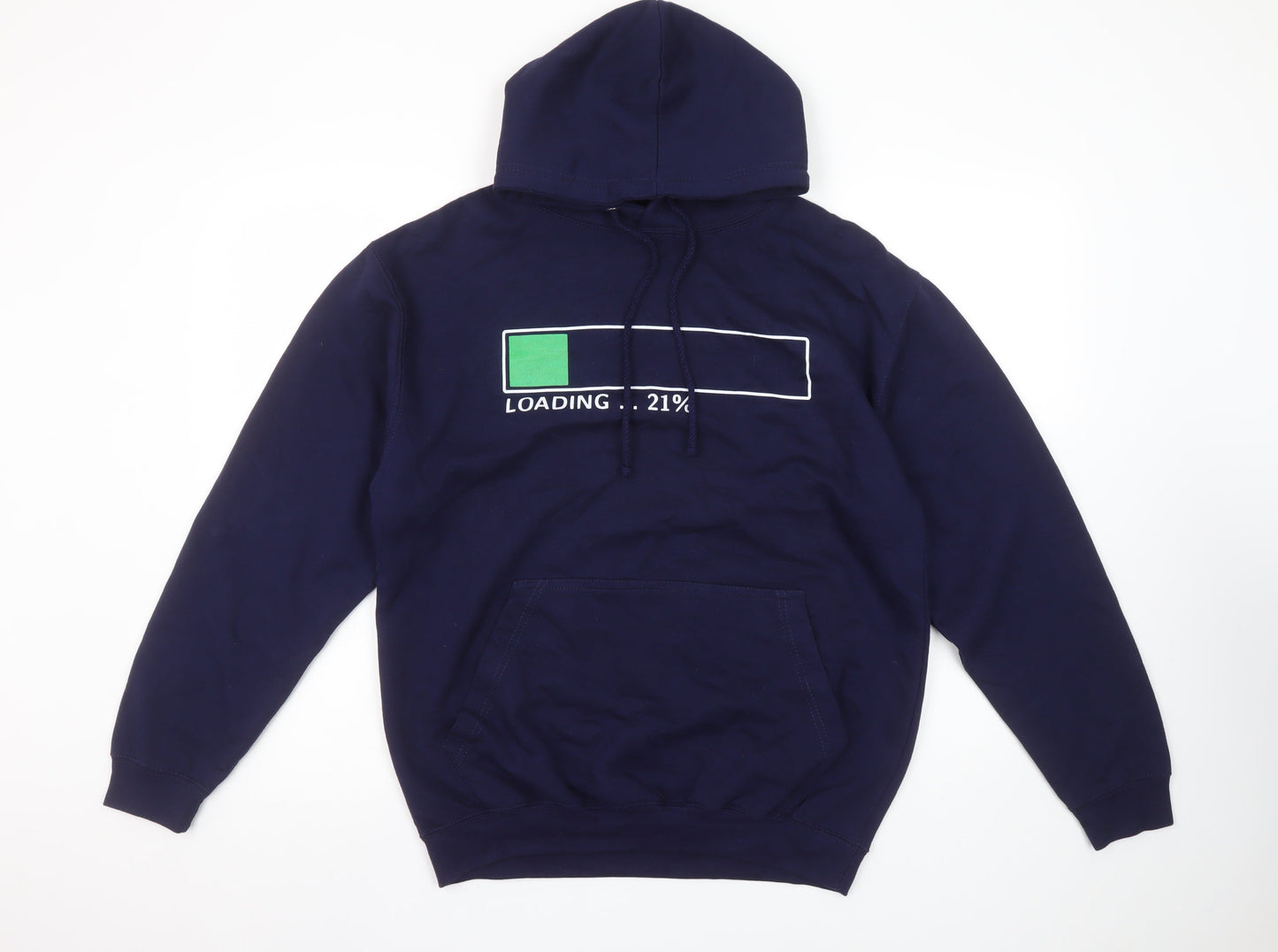 Just Hoods AWDis Women's Navy Pullover Hoodie M Loading Graphic Cotton Blend