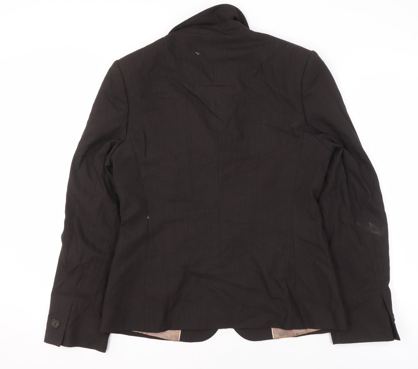 Next Womens Black Pinstripe Blazer Jacket Size 12 Regular Fit