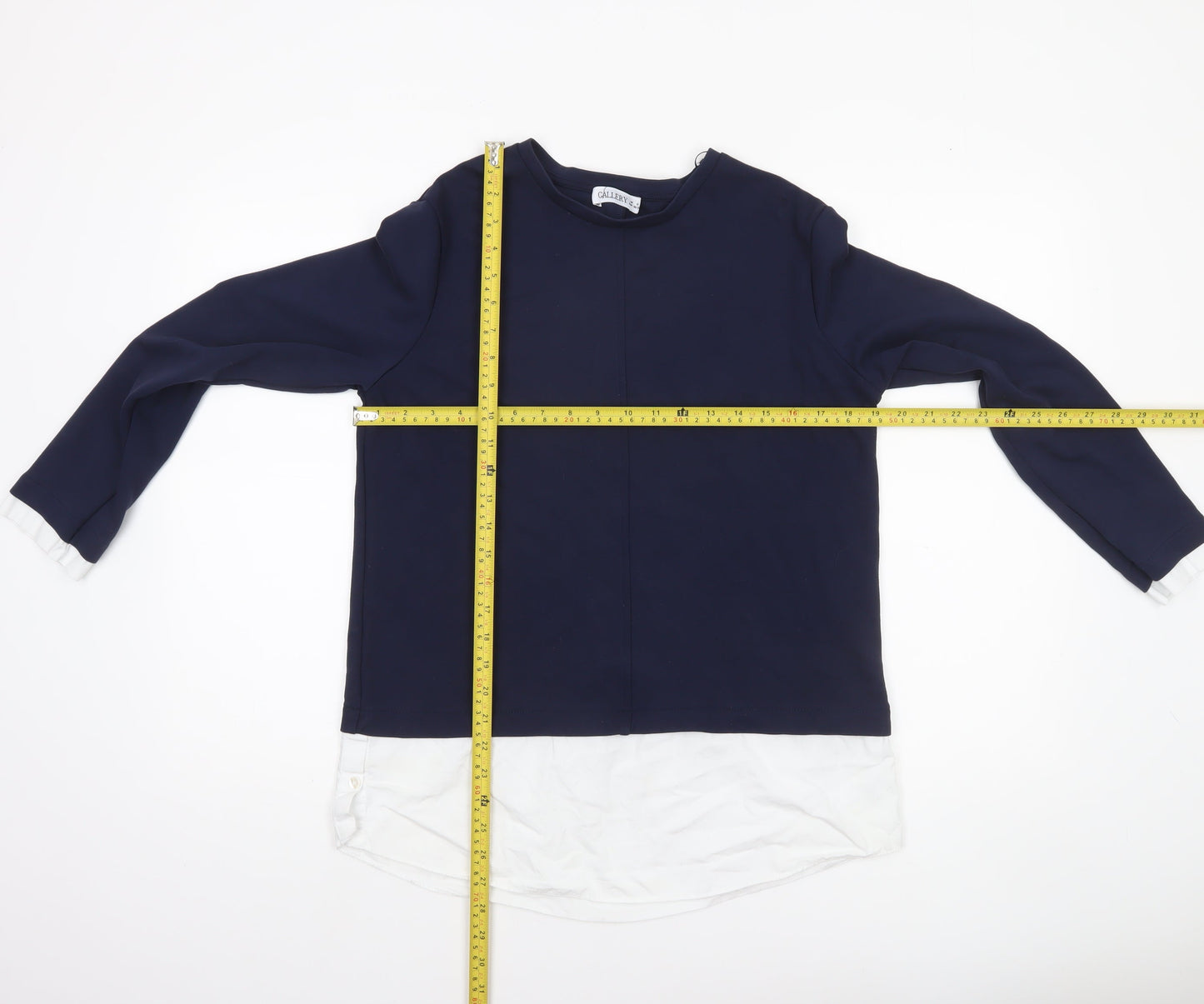 Gallery Women’s Blue Long Sleeve Layered Style Blouse Size S