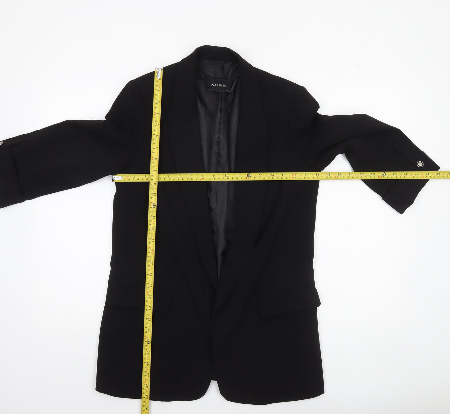 Zara Basic Women's Black Polyester Single-Breasted Blazer Size S