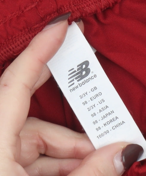 New Balance Boys Red Liverpool FC Athletic Shorts 2/3Y Polyester Activewear