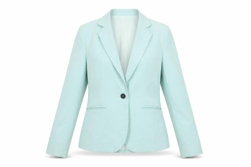 Zara Women Mint Green Fitted Single-Breasted Blazer Size 10