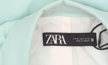 Zara Women Mint Green Fitted Single-Breasted Blazer Size 10