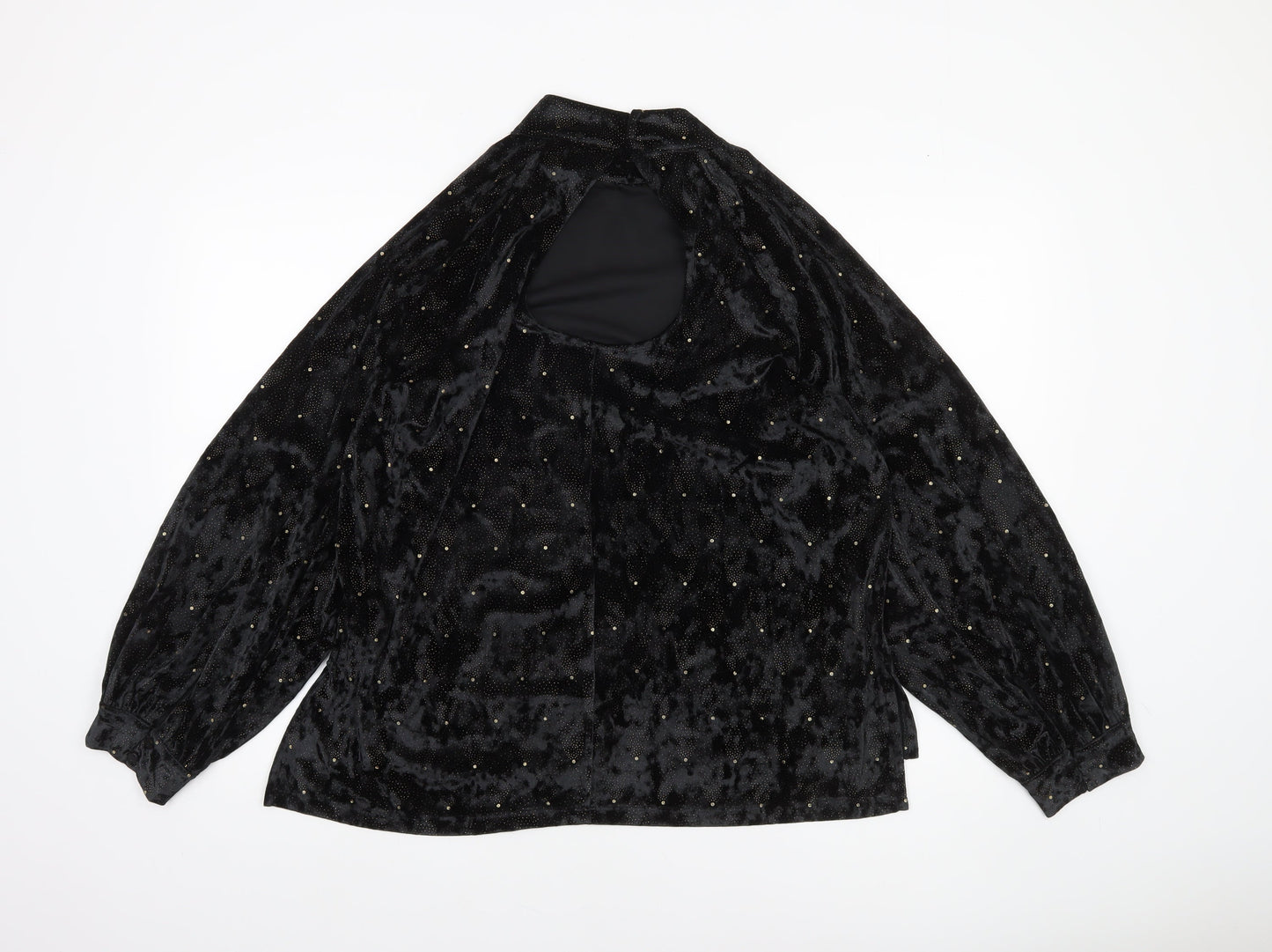 Next Women’s Black Velvet High Neck Long Sleeve Party Blouse Size 14