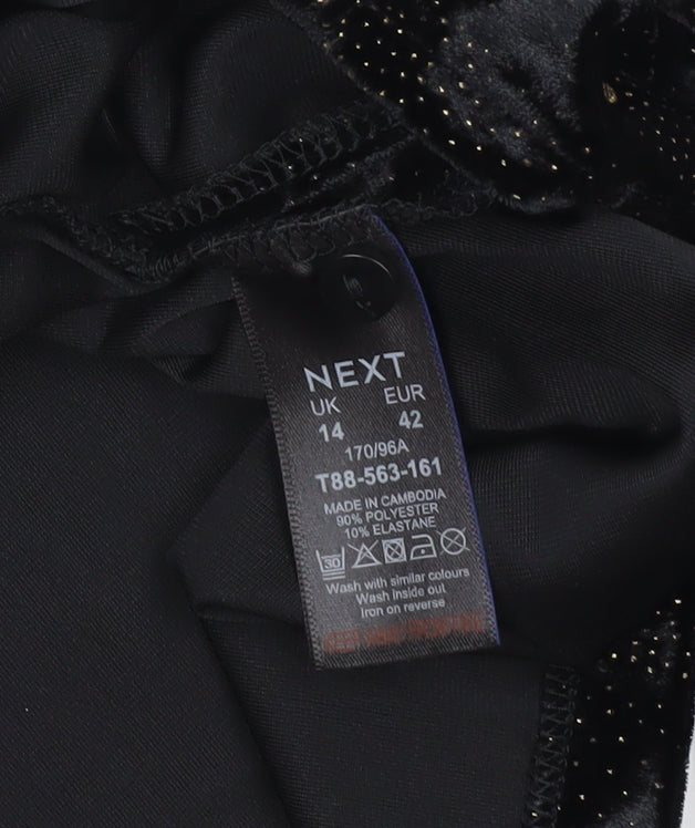 Next Women’s Black Velvet High Neck Long Sleeve Party Blouse Size 14