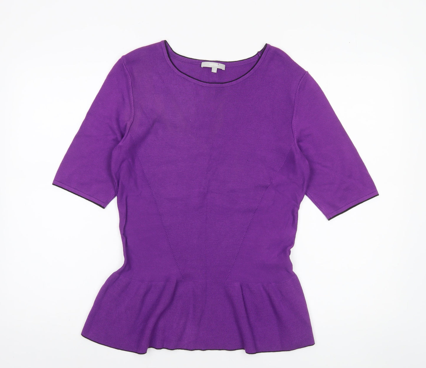 Marks and Spencer Per Una Women's Purple Peplum Knit Jumper Size 14