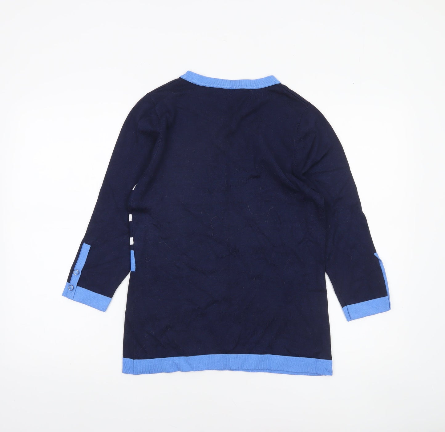 Marble Women's Blue Striped 3/4 Sleeve Pullover Jumper Size 10