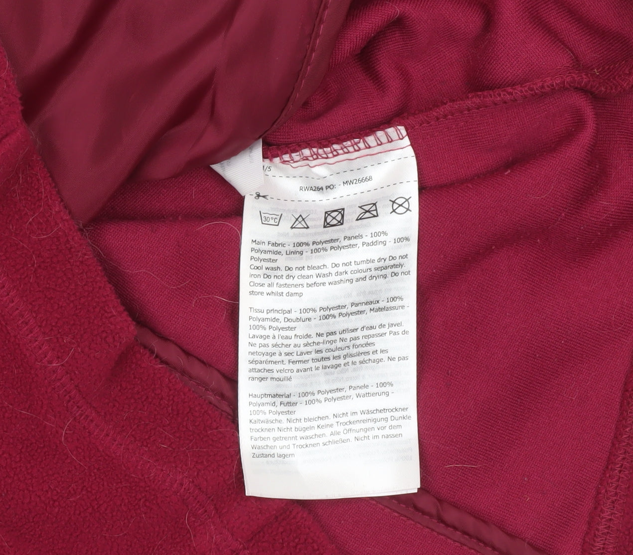 Regatta Women's Burgundy Quilted Fleece Jacket UK 12 Full Zip Outdoor