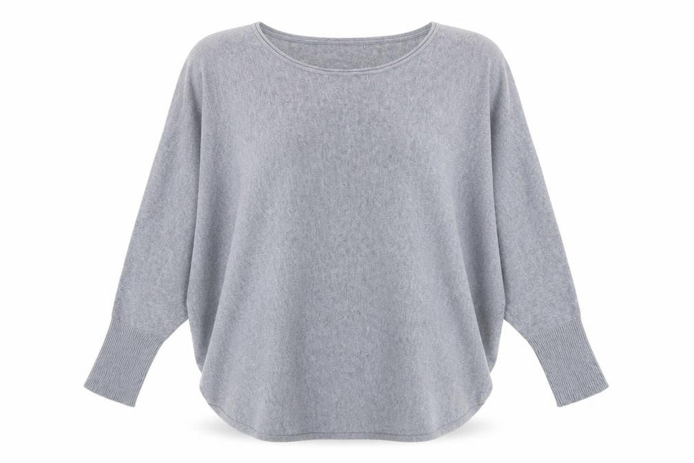 Obsession Women Grey One Size Relaxed Knit Pullover Jumper
