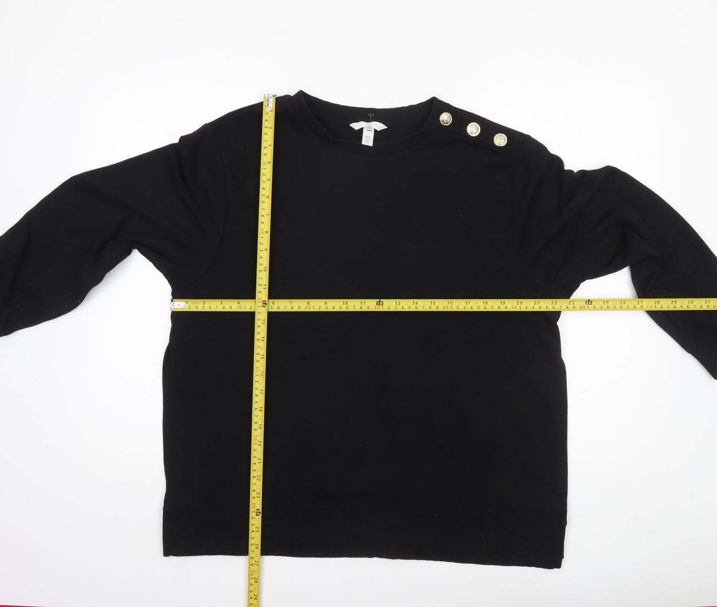 H&M MAMA Women's Black Button Shoulder Pullover Sweatshirt Size 12