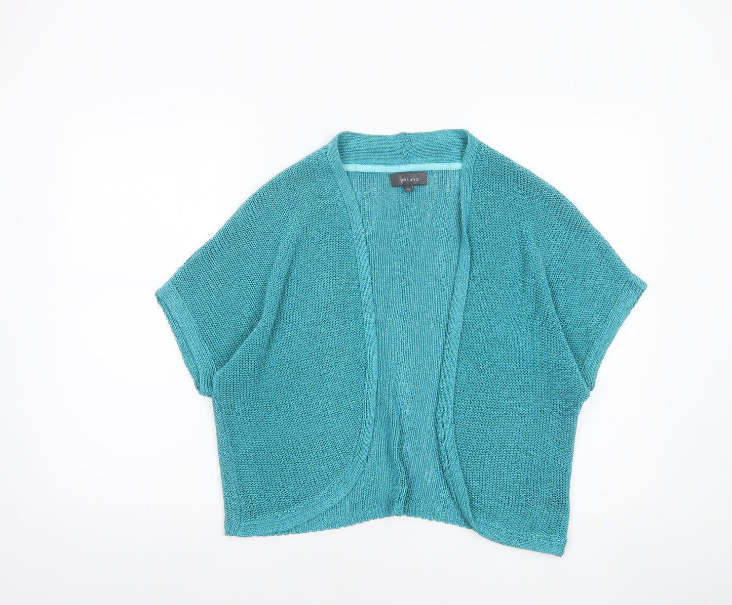 Marks and Spencer Per Una Womens Blue Short Sleeve Open-Knit Shrug Size 18