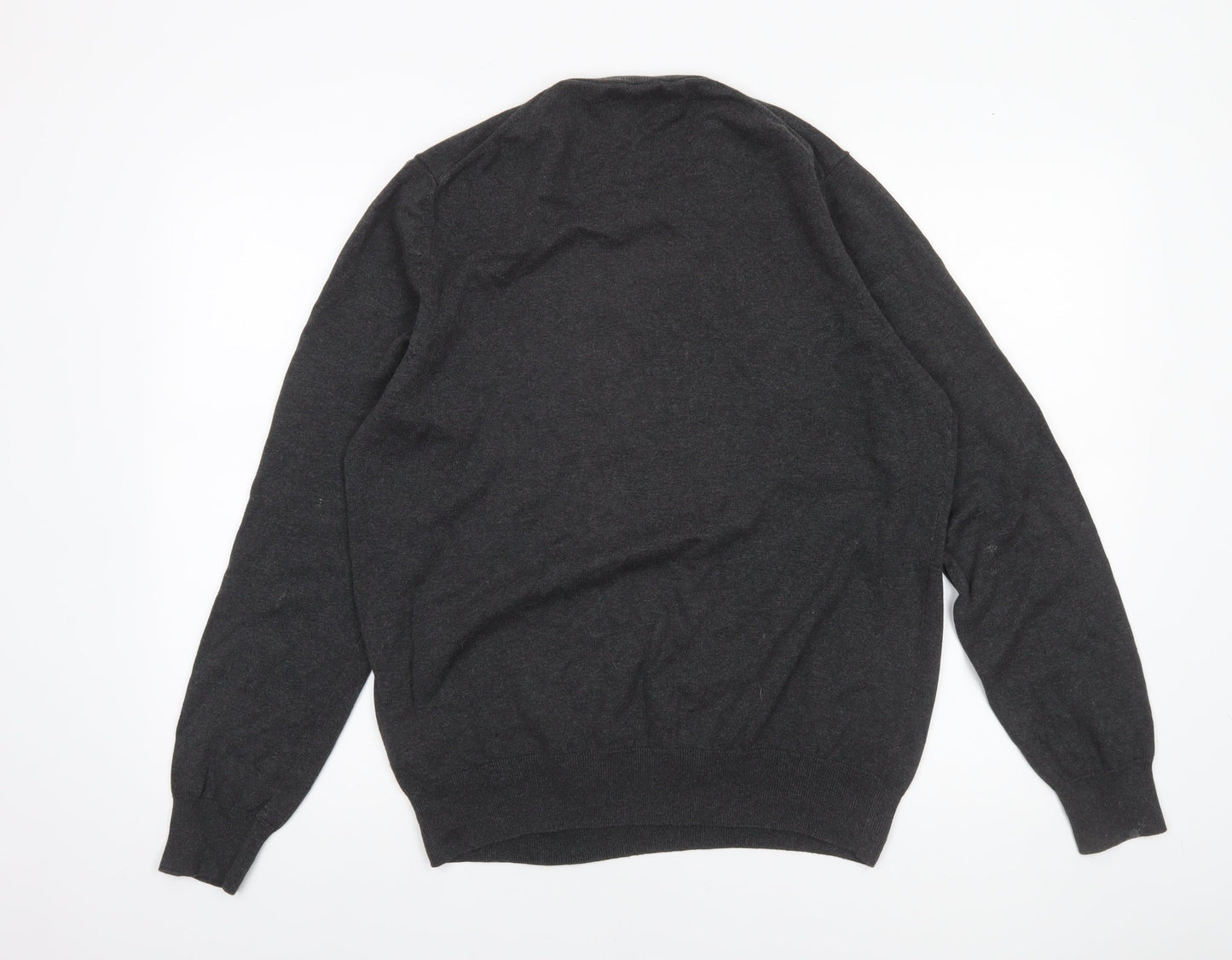 Marks and Spencer Men's Grey Cotton Crew Neck Jumper L Classic Fit