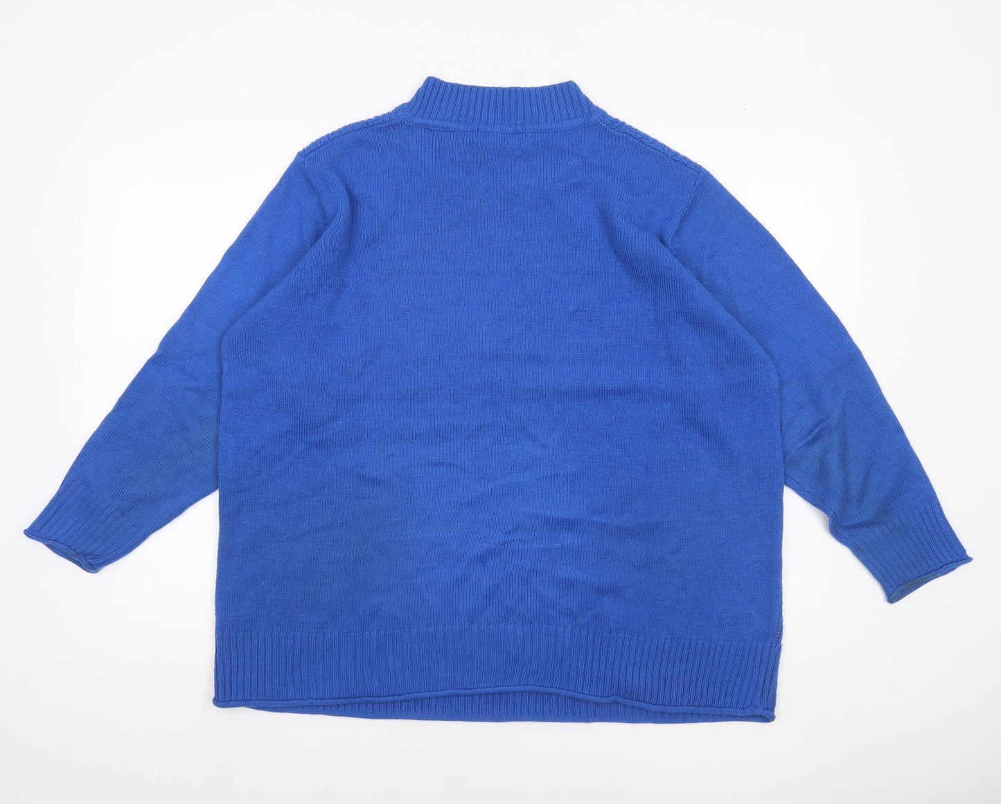 ISLE Women’s Blue Cable-Knit Mock Neck Jumper Size 22-24