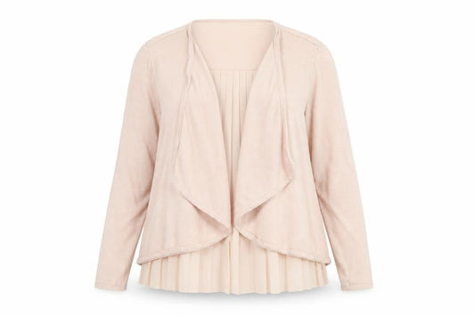 Monsoon Women Beige Size 12 Pleated Back Open Knit Cardigan
