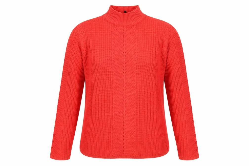 Long Tall Sally Women’s Red XS Mock Neck Chunky Knit Pullover Jumper