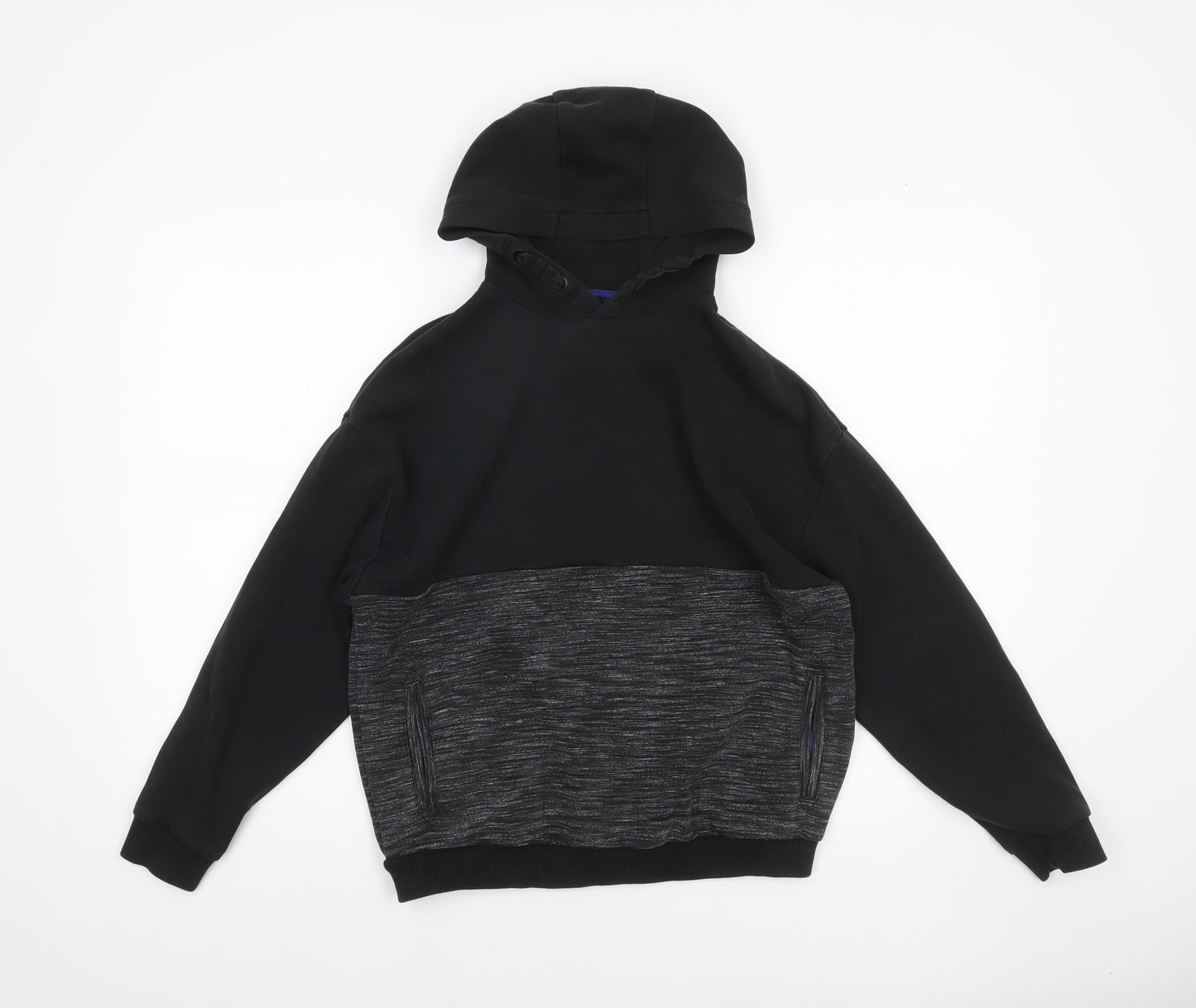 Marks and Spencer Boys Black Pullover Hoodie 12-13 Years Cotton Blend