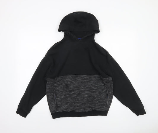 Marks and Spencer Boys Black Pullover Hoodie 12-13 Years Cotton Blend
