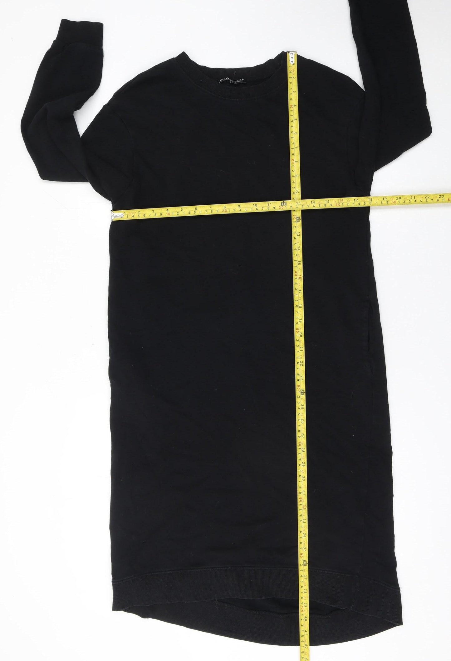 Zara Women's Black Cotton Long Sleeve T-Shirt Dress Size S