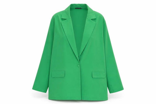 PRETTYLITTLETHING Women Green Size 14 Single-Breasted Blazer