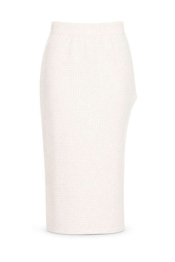SHEIN Women’s Beige Midi Knit Pencil Skirt XS Lightweight Stretch
