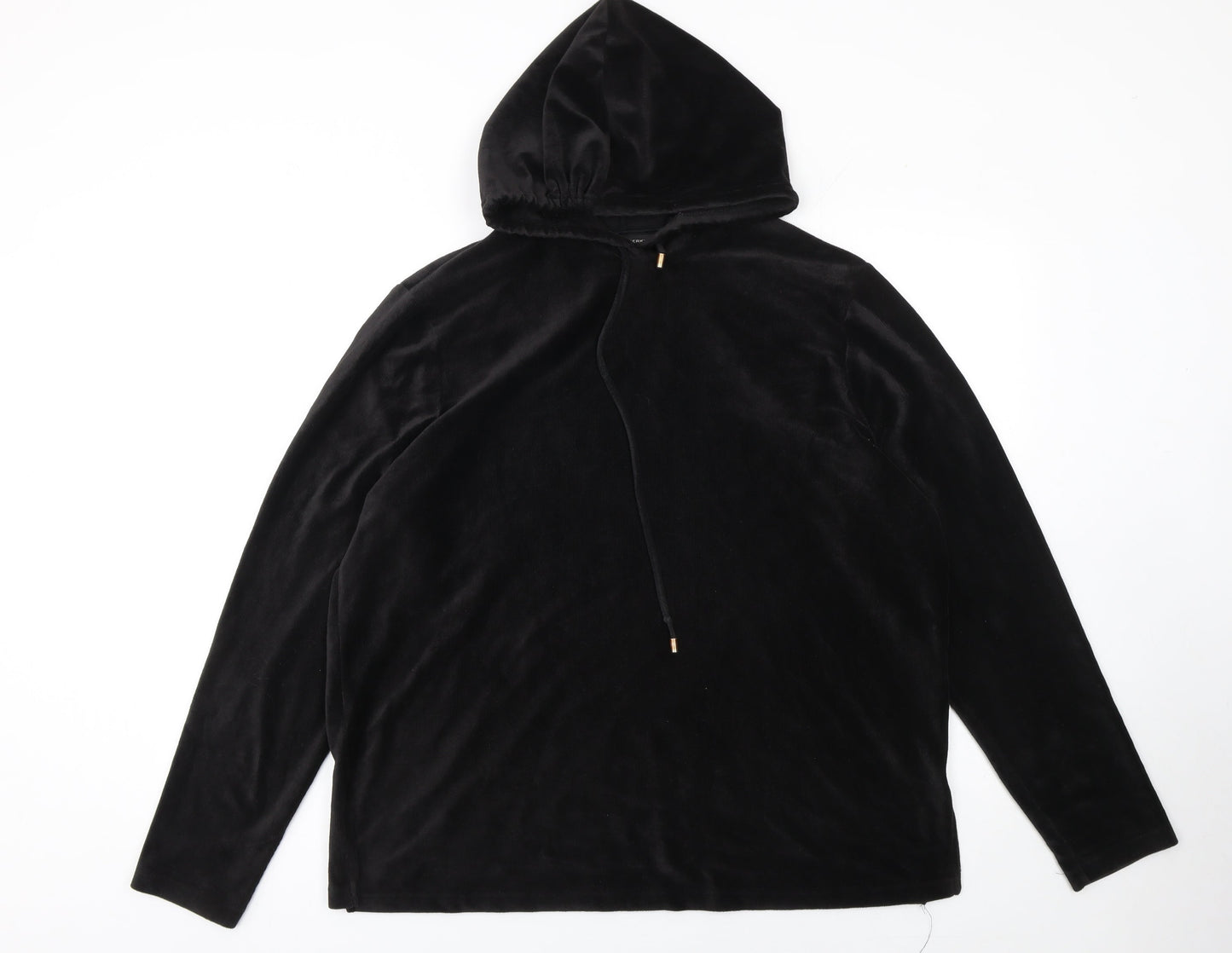 Dorothy Perkins Womens Black Velour Long Sleeve Pullover Hoodie UK 16