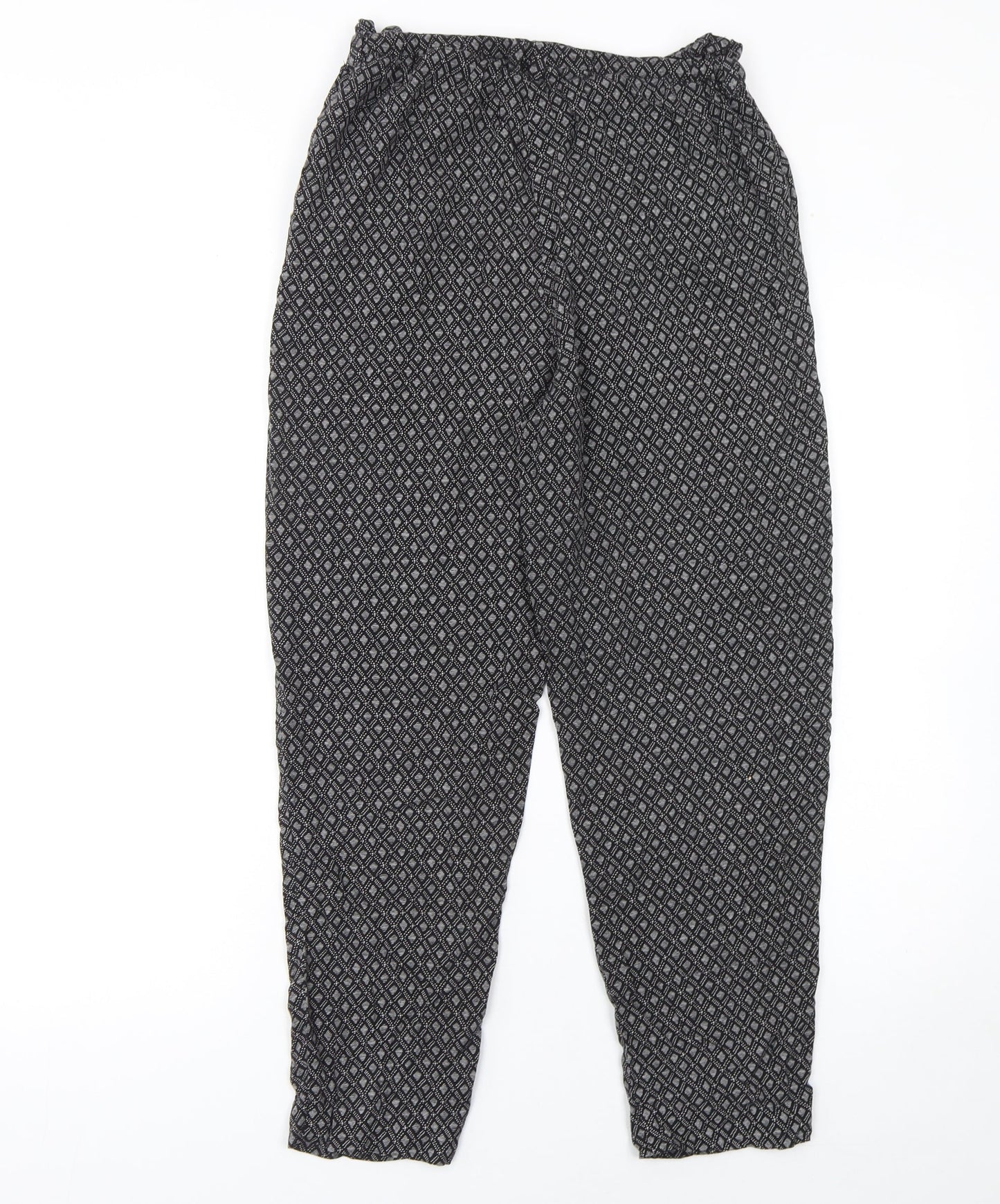 H&M Womens Black Geometric Tapered Trousers Size 6 Viscose