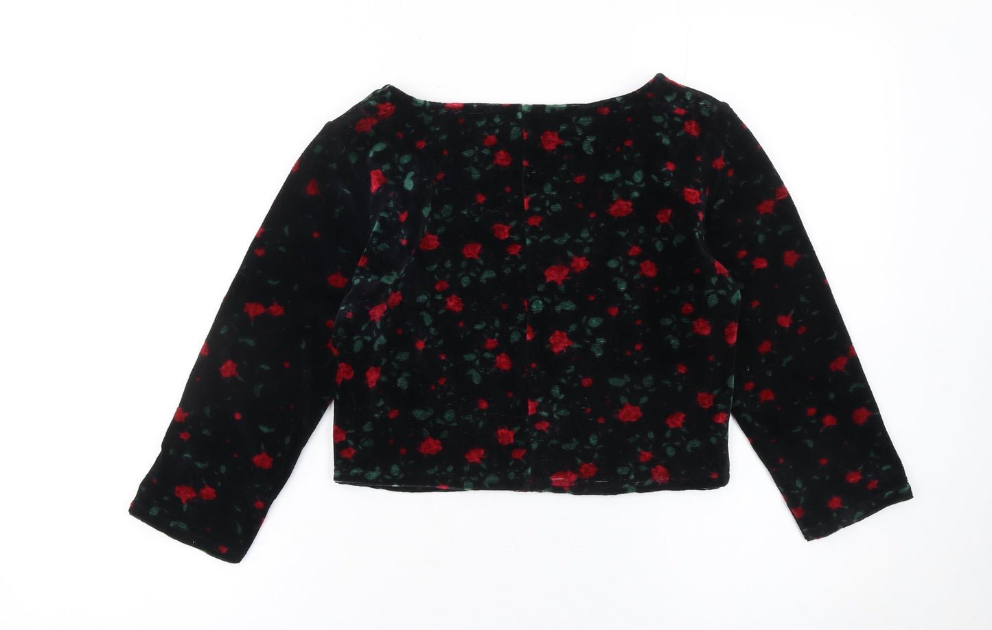 Staring at Stars Women's Black Floral Velvet Cropped Blouse Size M