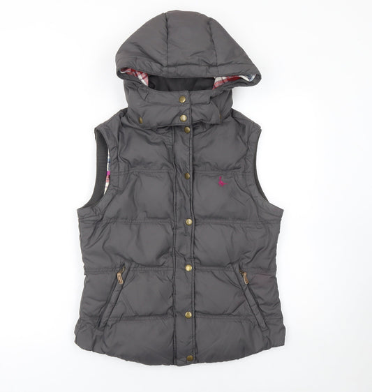 Jack Wills Womens Grey Hooded Padded Waistcoat UK 10 Casual Outerwear