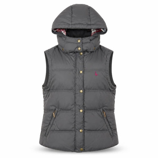 Jack Wills Womens Grey Hooded Padded Waistcoat UK 10 Casual Outerwear