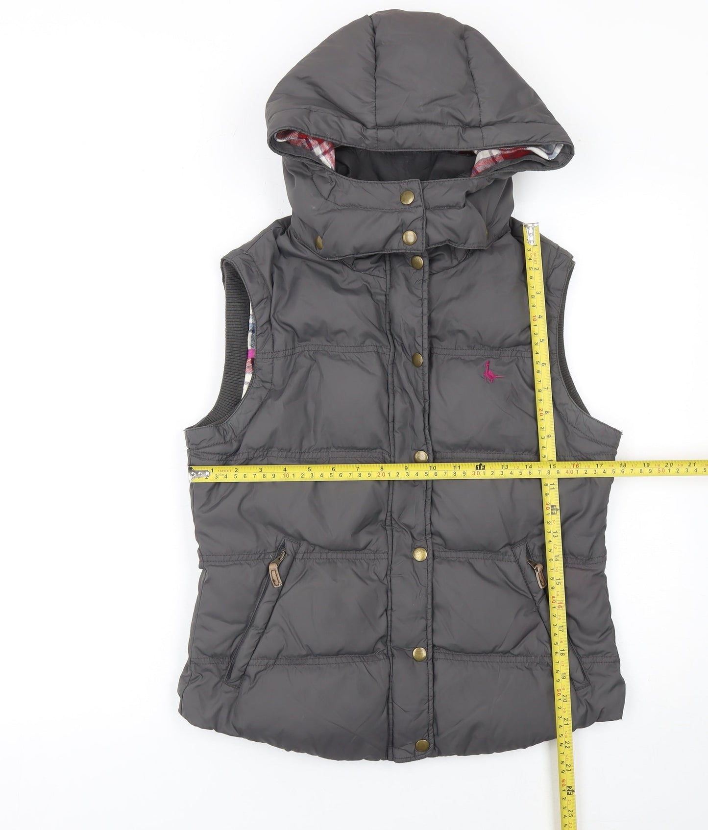 Jack Wills Womens Grey Hooded Padded Waistcoat UK 10 Casual Outerwear
