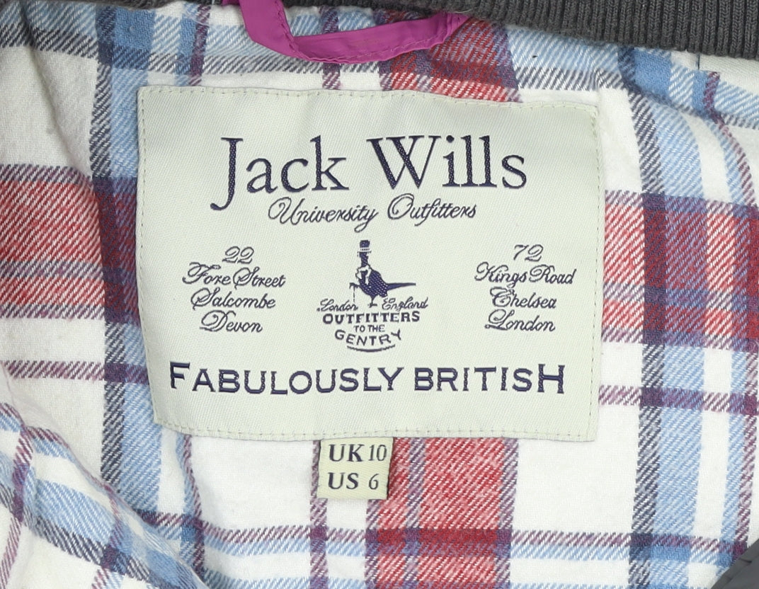 Jack Wills Womens Grey Hooded Padded Waistcoat UK 10 Casual Outerwear