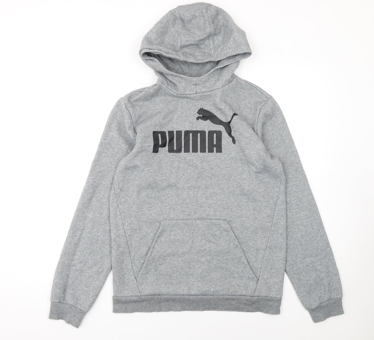 Puma Boys Grey Pullover Hoodie 16-15-16Y Regular Fit Fleece Sweatshirt