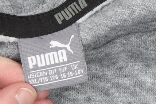 Puma Boys Grey Pullover Hoodie 16-15-16Y Regular Fit Fleece Sweatshirt