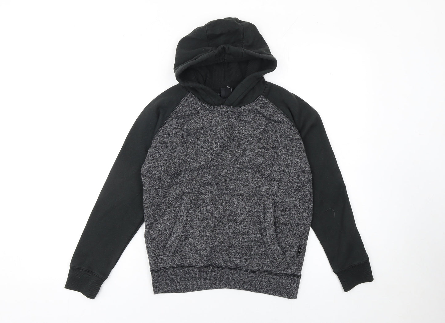 Bench Boys Grey Colourblock Hoodie 9-10 Years Pullover Fleece Sweatshirt