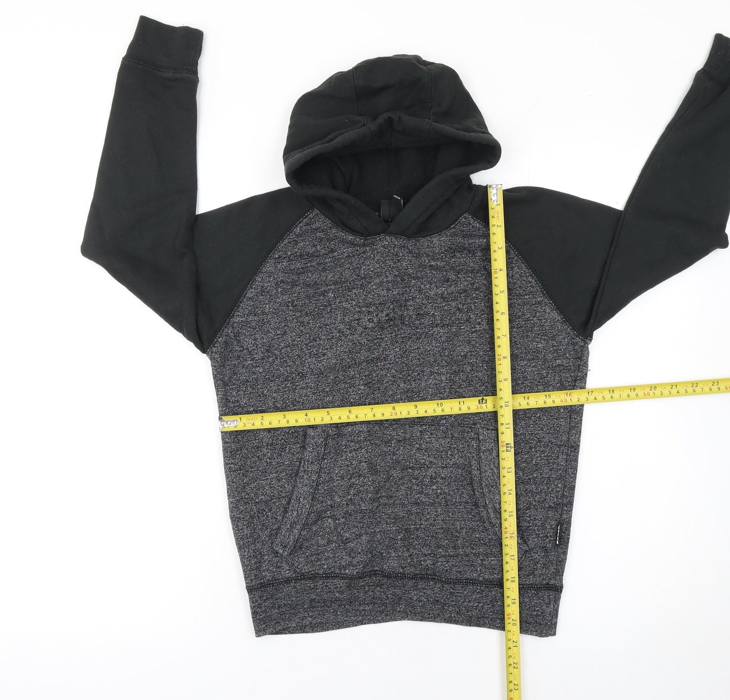 Bench Boys Grey Colourblock Hoodie 9-10 Years Pullover Fleece Sweatshirt