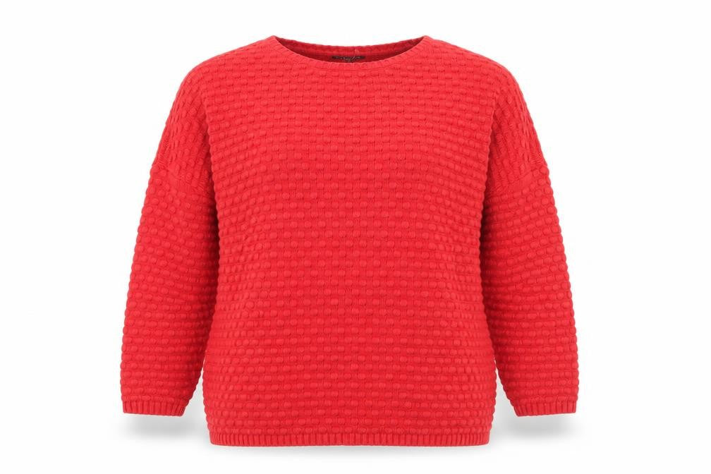 Warehouse Womens Red Cotton Waffle Knit Jumper Size 14