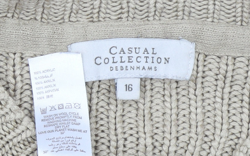 Debenhams Women’s Beige Open-Knit Cardigan Size 16