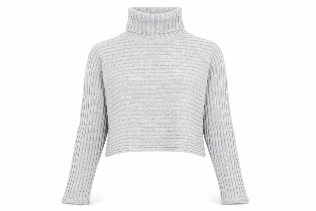 New Look Women’s Grey Roll Neck Ribbed Knit Jumper Size M