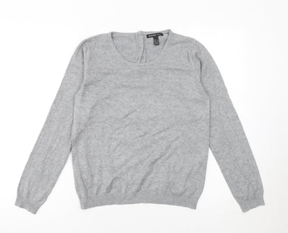Mango Womens Grey Scoop Neck Long Sleeve Lightweight Jumper Size S