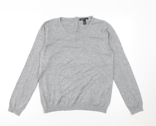 Mango Womens Grey Scoop Neck Long Sleeve Lightweight Jumper Size S