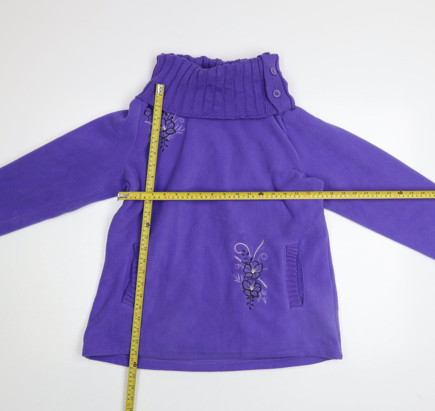 Atlas For Women Purple Embroidered Fleece Sweatshirt UK 12-14