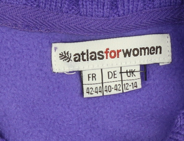 Atlas For Women Purple Embroidered Fleece Sweatshirt UK 12-14