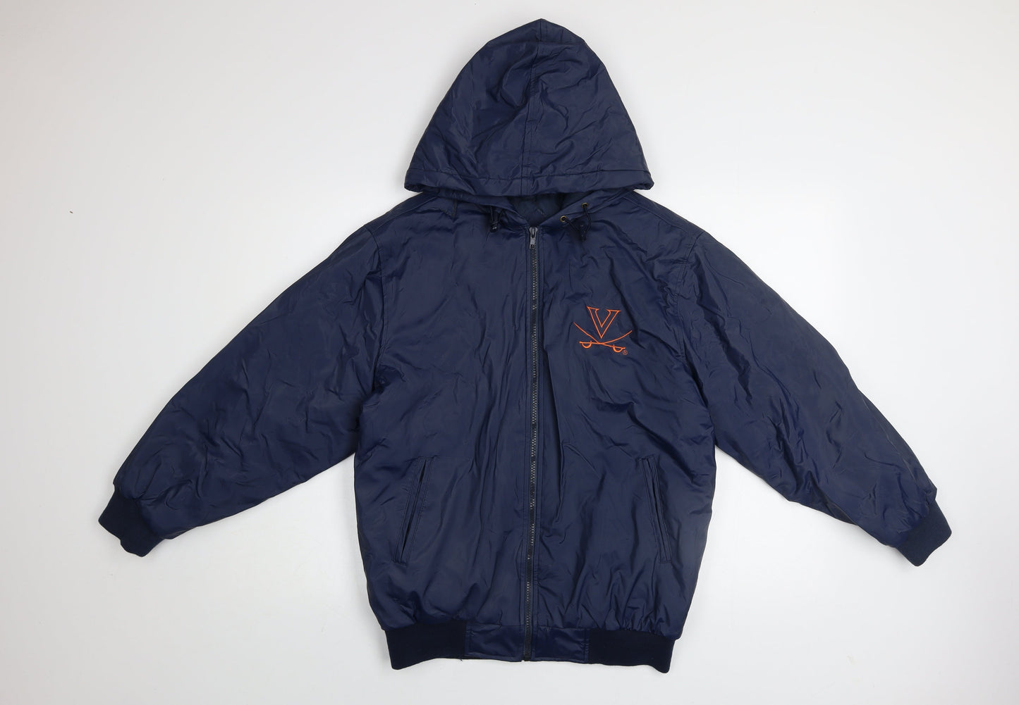 Steve & Barry's Men's Blue Hooded Bomber Jacket S