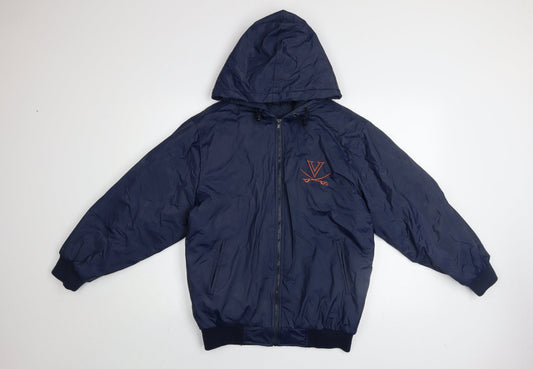 Steve & Barry's Men's Blue Hooded Bomber Jacket S