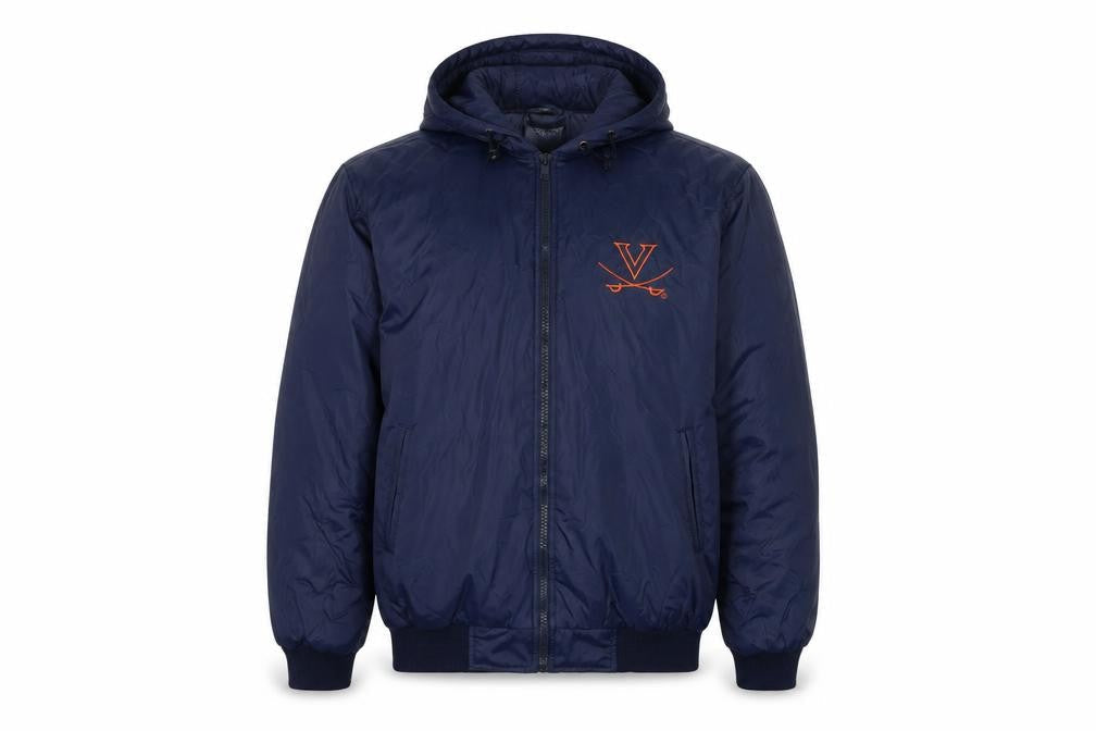 Steve & Barry's Men's Blue Hooded Bomber Jacket S